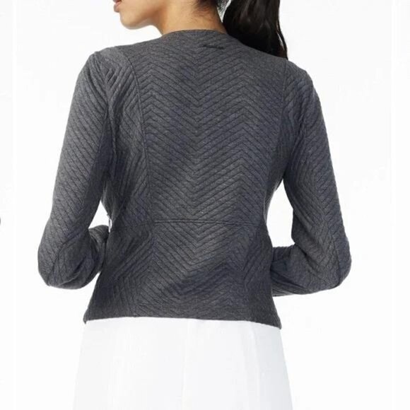 Armani Exchange Women's Gray Chevron Quilted Knit Jacket Size Small - Picture 4 of 11